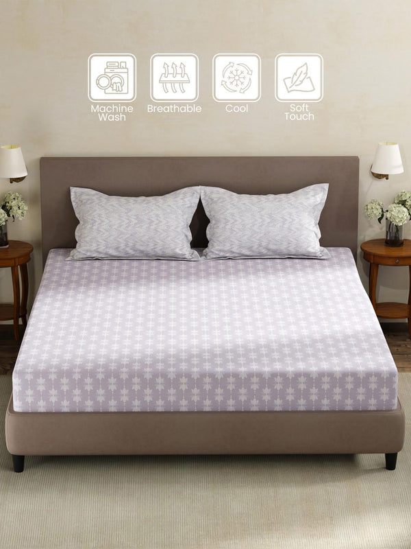 100% Cotton King Fitted Sheet Set, 180 TC Printed, Pristine Collection