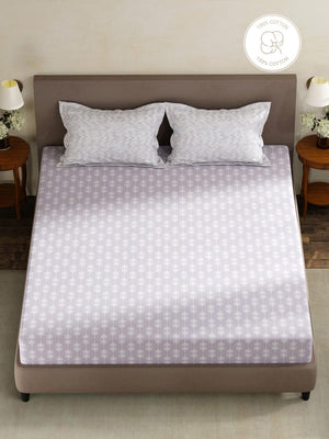 100% Cotton King Fitted Sheet Set, 180 TC Printed, Pristine Collection