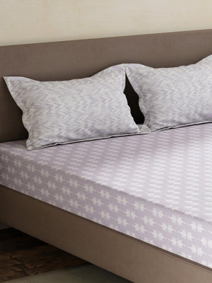 100% Cotton King Fitted Sheet Set, 180 TC Printed, Pristine Collection