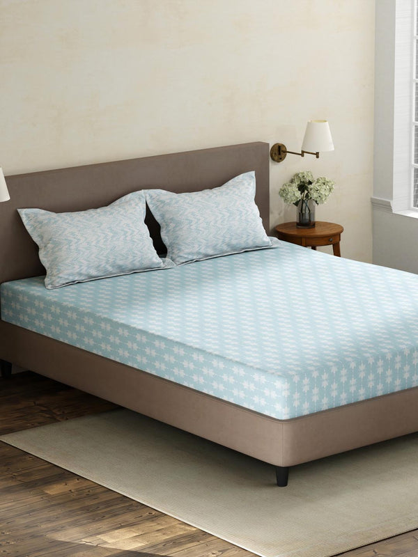 100% Cotton King Fitted Sheet Set, 180 TC Printed, Pristine Collection