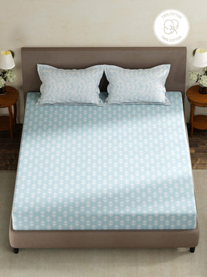 100% Cotton King Fitted Sheet Set, 180 TC Printed, Pristine Collection