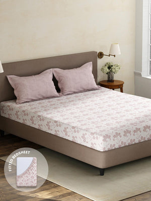 100% Cotton King Fitted Sheet Set, 180 TC Printed, Pristine Collection