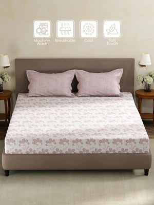 100% Cotton King Fitted Sheet Set, 180 TC Printed, Pristine Collection