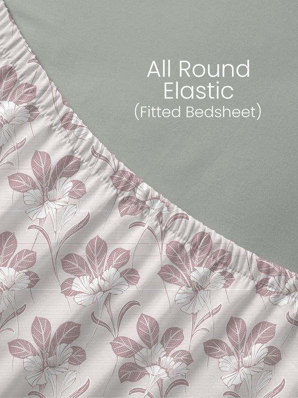 100% Cotton King Fitted Sheet Set, 180 TC Printed, Pristine Collection