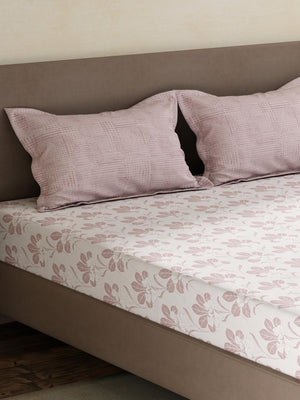 100% Cotton King Fitted Sheet Set, 180 TC Printed, Pristine Collection