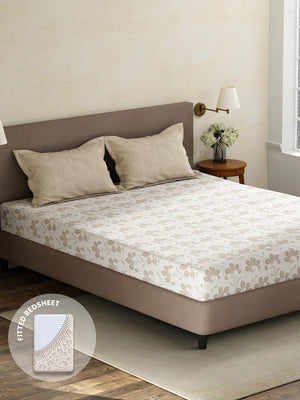 100% Cotton King Fitted Sheet Set, 180 TC Printed, Pristine Collection