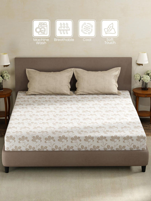 100% Cotton King Fitted Sheet Set, 180 TC Printed, Pristine Collection