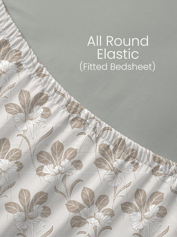 100% Cotton King Fitted Sheet Set, 180 TC Printed, Pristine Collection