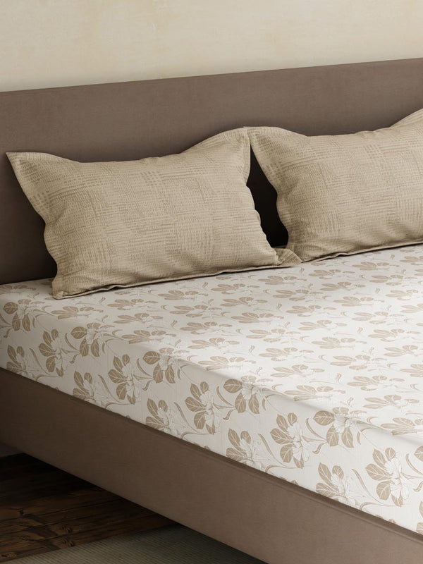 100% Cotton King Fitted Sheet Set, 180 TC Printed, Pristine Collection