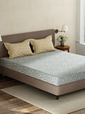 100% Cotton King Fitted Sheet Set, 180 TC Printed, Pristine Collection