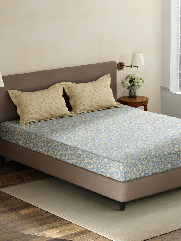 100% Cotton King Fitted Sheet Set, 180 TC Printed, Pristine Collection