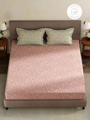 100% Cotton King Fitted Sheet Set, 180 TC Printed, Pristine Collection