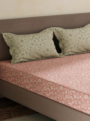100% Cotton King Fitted Sheet Set, 180 TC Printed, Pristine Collection