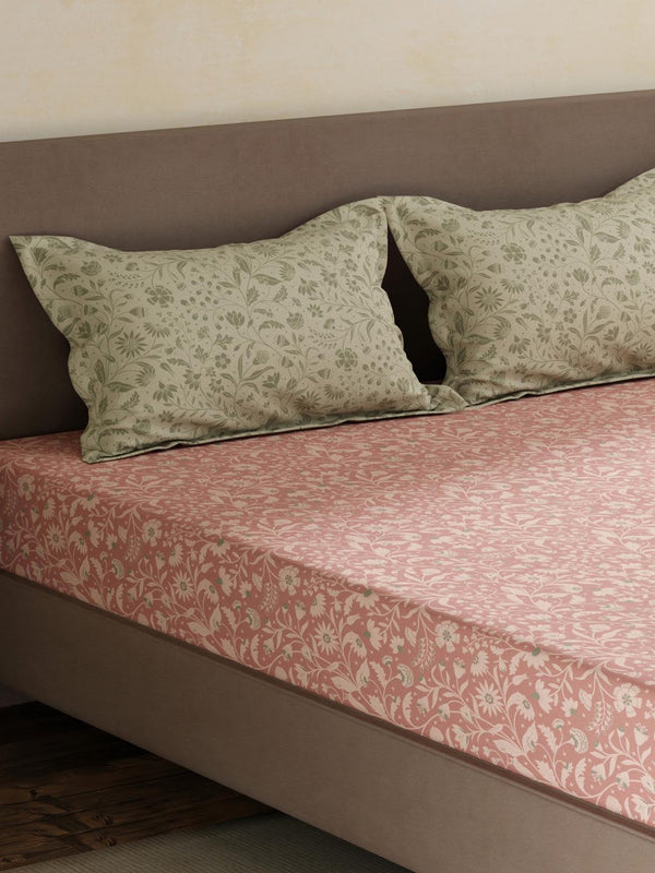100% Cotton King Fitted Sheet Set, 180 TC Printed, Pristine Collection