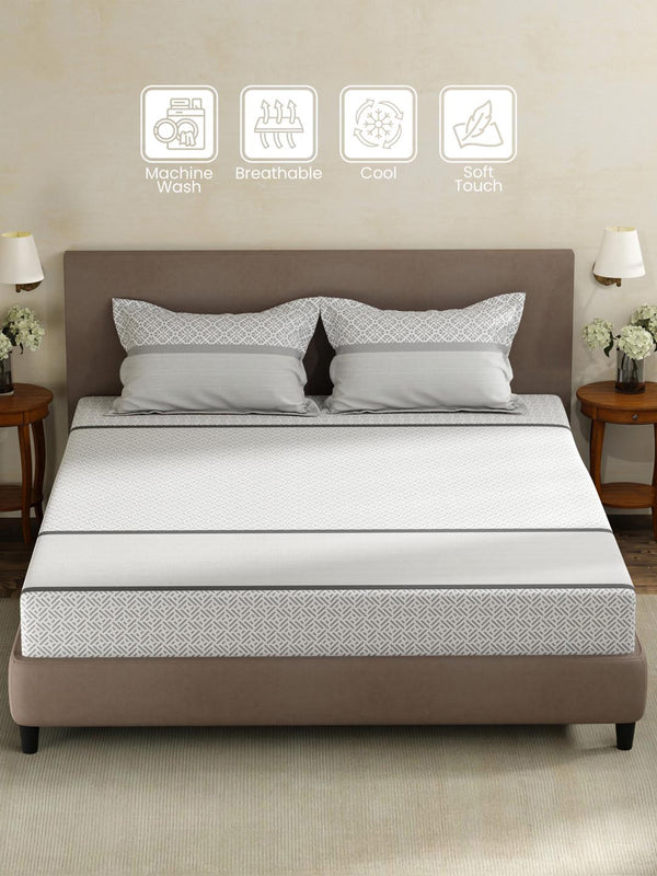 100% Cotton King Fitted Sheet Set, 180 TC Printed, Pristine Collection