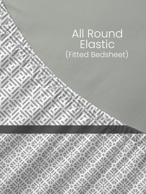 100% Cotton King Fitted Sheet Set, 180 TC Printed, Pristine Collection