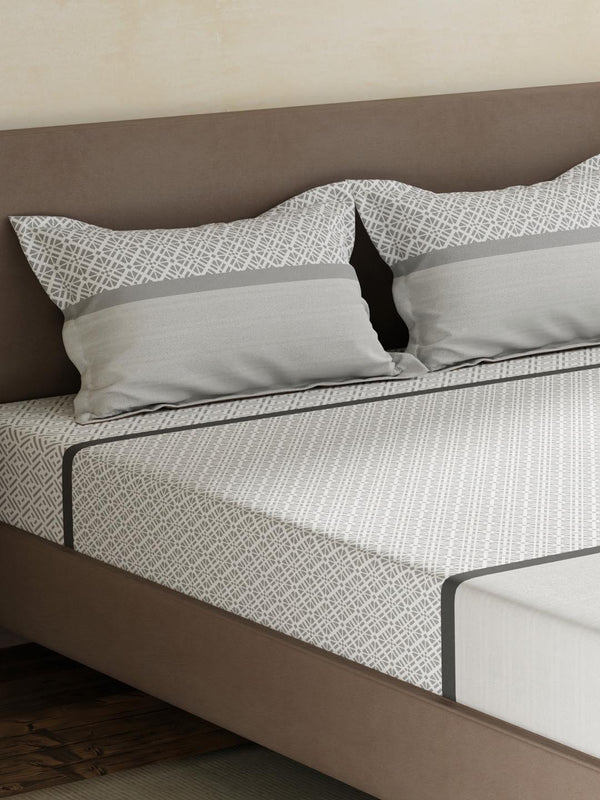 100% Cotton King Fitted Sheet Set, 180 TC Printed, Pristine Collection