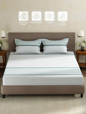 100% Cotton King Fitted Sheet Set, 180 TC Printed, Pristine Collection