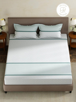 100% Cotton King Fitted Sheet Set, 180 TC Printed, Pristine Collection
