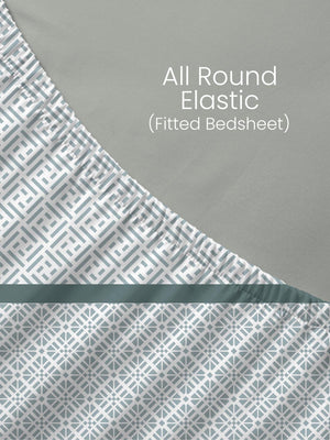 100% Cotton King Fitted Sheet Set, 180 TC Printed, Pristine Collection