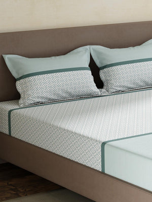 100% Cotton King Fitted Sheet Set, 180 TC Printed, Pristine Collection