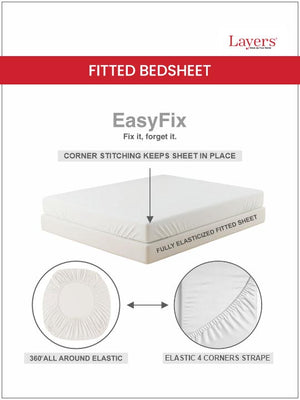 100% Cotton King Fitted Sheet Set, 180 TC Printed, Pristine Collection