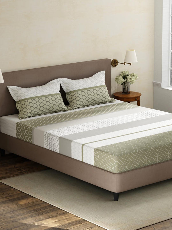 100% Cotton King Fitted Sheet Set, 180 TC Printed, Pristine Collection