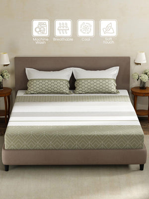 100% Cotton King Fitted Sheet Set, 180 TC Printed, Pristine Collection