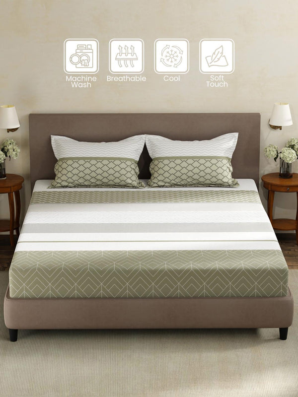 100% Cotton King Fitted Sheet Set, 180 TC Printed, Pristine Collection