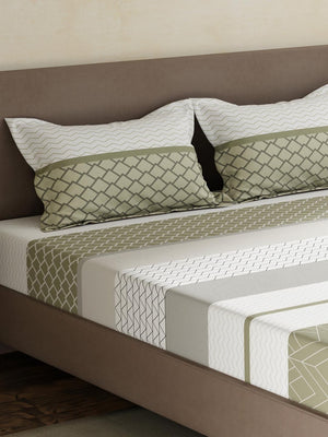 100% Cotton King Fitted Sheet Set, 180 TC Printed, Pristine Collection