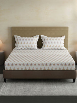 100% Cotton King Bedsheet Set, 144 TC Printed, Lumina Floret Collection