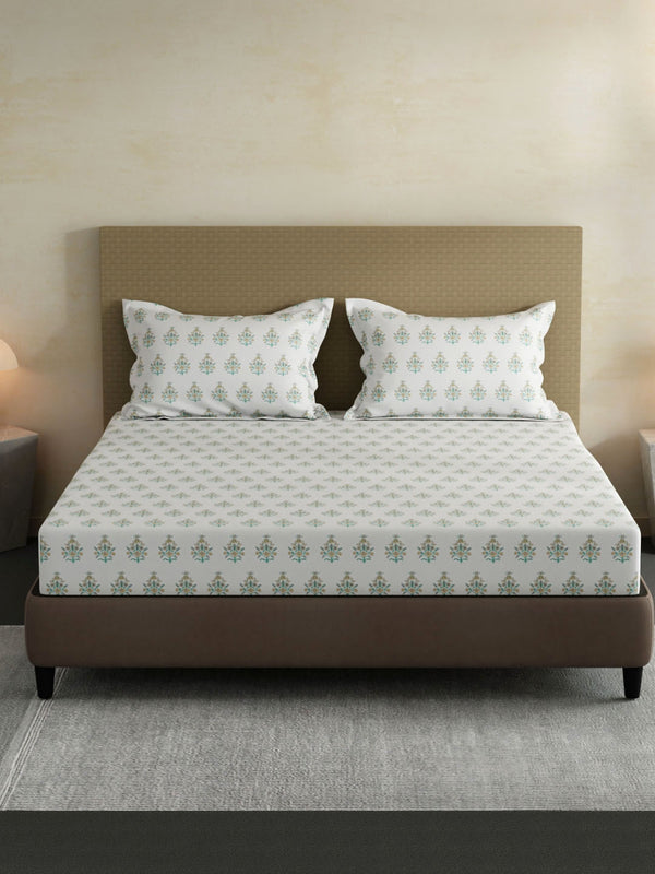 100% Cotton King Bedsheet Set, 144 TC Printed, Lumina Floret Collection