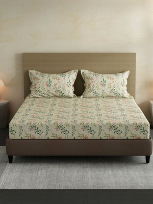 100% Cotton King Bedsheet Set, 144 TC Printed, Lumina Floret Collection
