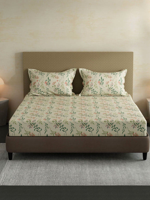100% Cotton King Bedsheet Set, 144 TC Printed, Lumina Floret Collection