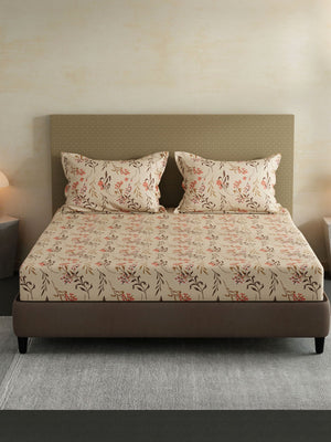 100% Cotton King Bedsheet Set, 144 TC Printed, Lumina Floret Collection