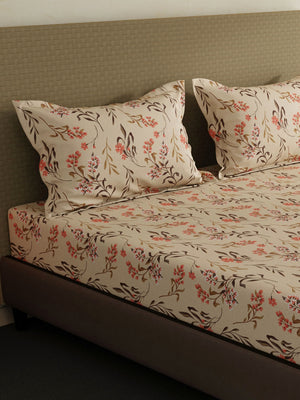 100% Cotton King Bedsheet Set, 144 TC Printed, Lumina Floret Collection
