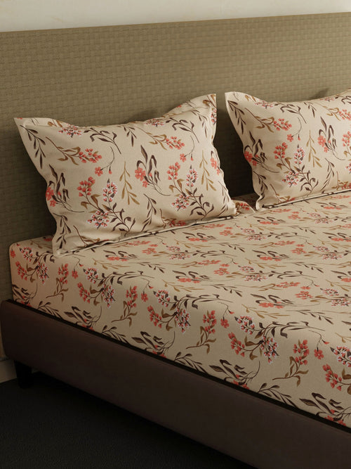 100% Cotton King Bedsheet Set, 144 TC Printed, Lumina Floret Collection