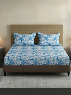 100% Cotton King Bedsheet Set, 144 TC Printed, Lumina Floret Collection