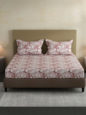 100% Cotton King Bedsheet Set, 144 TC Printed, Lumina Floret Collection