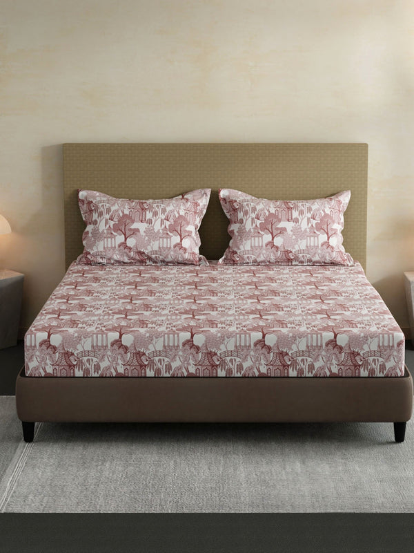 100% Cotton King Bedsheet Set, 144 TC Printed, Lumina Floret Collection