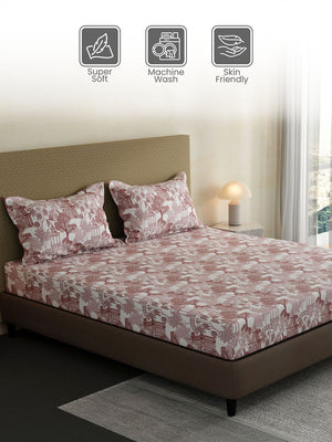 100% Cotton King Bedsheet Set, 144 TC Printed, Lumina Floret Collection