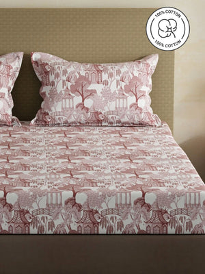 100% Cotton King Bedsheet Set, 144 TC Printed, Lumina Floret Collection