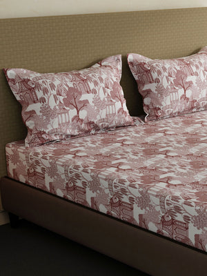 100% Cotton King Bedsheet Set, 144 TC Printed, Lumina Floret Collection