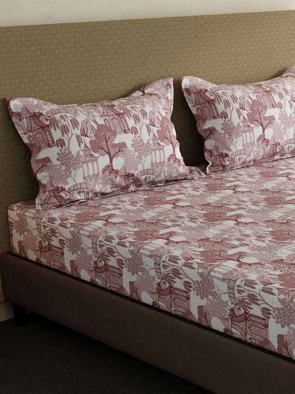 100% Cotton King Bedsheet Set, 144 TC Printed, Lumina Floret Collection