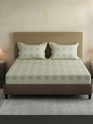 100% Cotton King Bedsheet Set, 144 TC Printed, Lumina Floret Collection