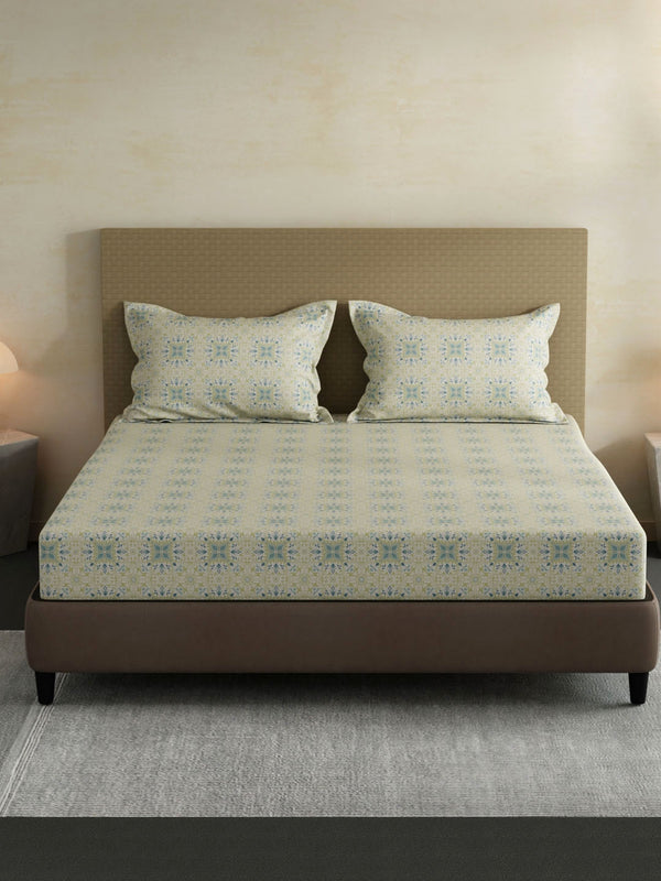 100% Cotton King Bedsheet Set, 144 TC Printed, Lumina Floret Collection