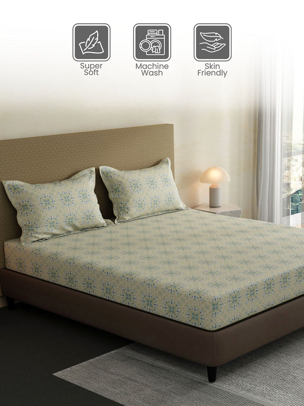 100% Cotton King Bedsheet Set, 144 TC Printed, Lumina Floret Collection