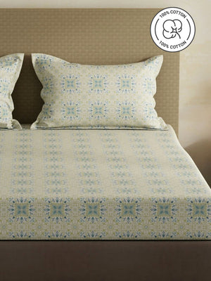100% Cotton King Bedsheet Set, 144 TC Printed, Lumina Floret Collection