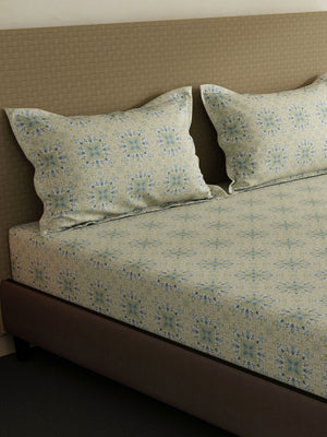 100% Cotton King Bedsheet Set, 144 TC Printed, Lumina Floret Collection