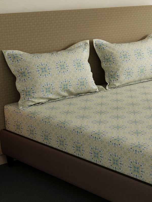 100% Cotton King Bedsheet Set, 144 TC Printed, Lumina Floret Collection